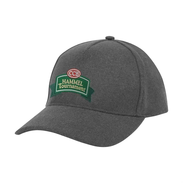 Five panel wool cap with adjustable self-material strap with sliding buckle.... from ASI 61125 Hit Promotional Products / Hit®