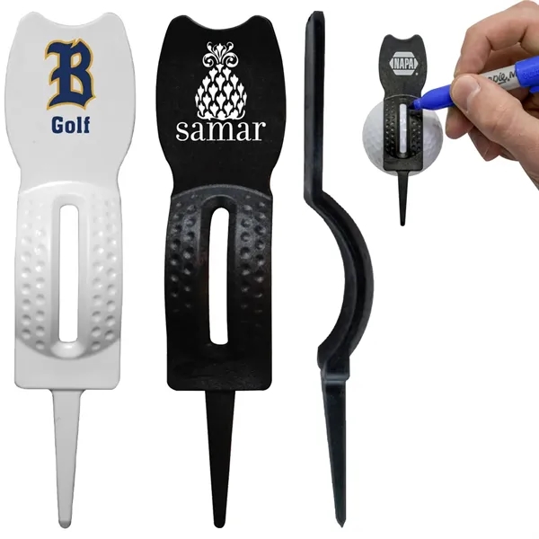 4-in-1 golf divot tool with a stencil, club rest and groove... from ASI 38120 Ball Pro / Diversified Quality Kitchenware
