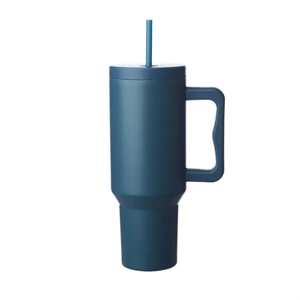 Stainless steel tumbler with handle and straw, 40 oz. plus 1... from ASI 37218 Athena Promo (tm)