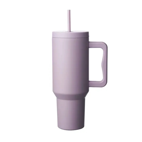 Stainless steel tumbler with handle and straw, 40 oz. plus 1... from ASI 37218 Athena Promo (tm)