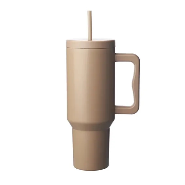Stainless steel tumbler with handle and straw, 40 oz. plus 1... from ASI 37218 Athena Promo (tm)