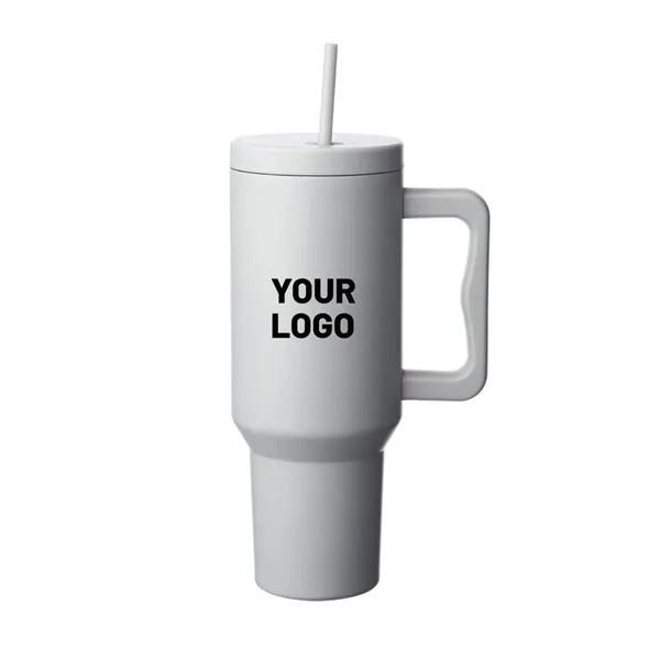 Stainless steel tumbler with handle and straw, 40 oz. plus 1... from ASI 37218 Athena Promo (tm)