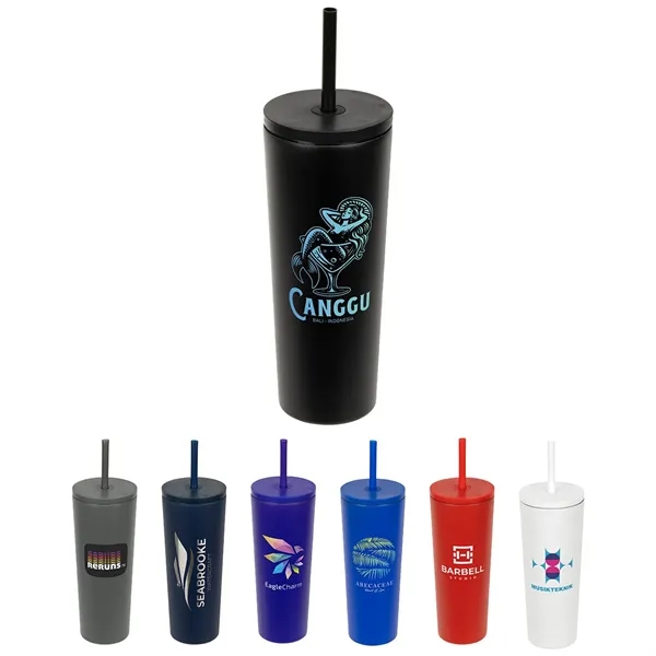 24 oz Vacuum Insulated Stainless Steel Tumbler with Straw... from ASI 36730 Ariel Premium Supply Inc