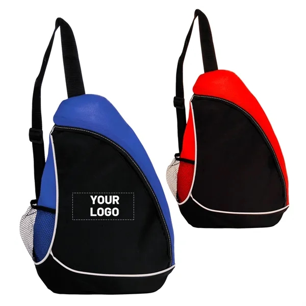 Two-tone sling backpack with side mesh pocket plus 1 color silkscreen... from ASI 37218 Athena Promo (tm)