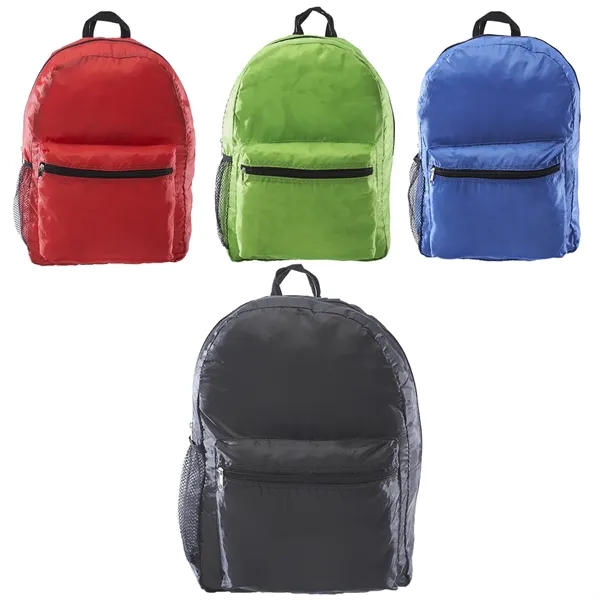 Polyester backpack with side mesh pocket plus 1 color silkscreen imprint... from ASI 37218 Athena Promo (tm)