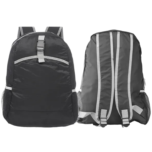 Foldable lightweight backpack with two side mesh pockets plus 1 color... from ASI 37218 Athena Promo (tm)