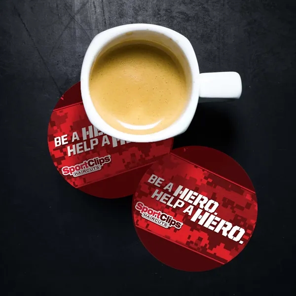 Round rubber coaster with fabric top and full-color imprint. Ideal for... from ASI 61966 HPG / Best Promotions USA