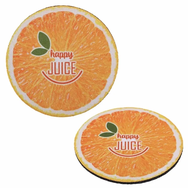 Round rubber coaster with fabric top and full-color imprint. Ideal for... from ASI 61966 HPG / Best Promotions USA