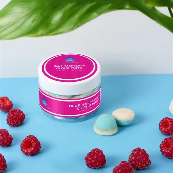 3 oz small jar of blue raspberry-flavored marshmallow gummies.... from ASI 61966 HPG / SugarSpot