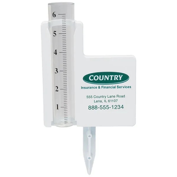 5 5/8" W x 10" H white plastic rain gauge made... from ASI 61966 HPG / Beacon Promotions