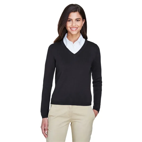 Devon & Jones ladies' V-neck sweater made from 100% airspun cotton.... from ASI 34063 alphabroder