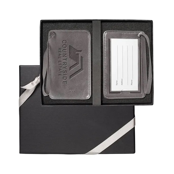 Gift box with two PU luggage tags with a clear PVC... from ASI 79530 Prime Line