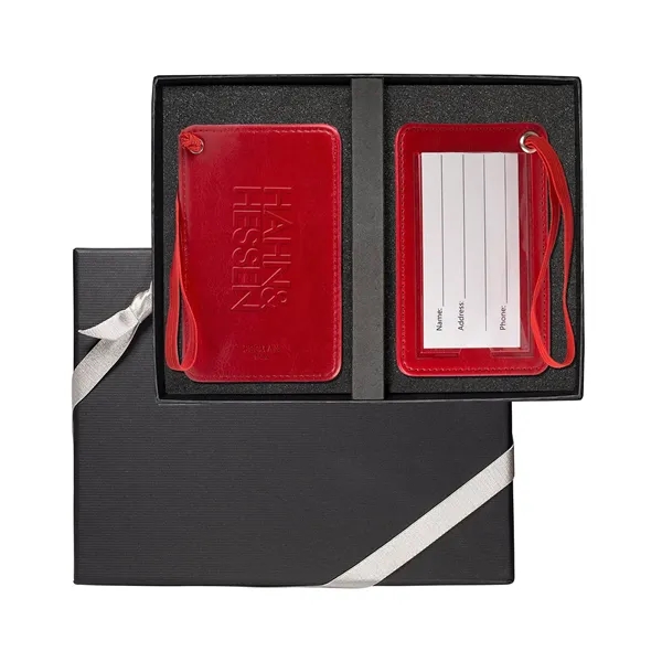 Gift box with two PU luggage tags with a clear PVC... from ASI 79530 Prime Line