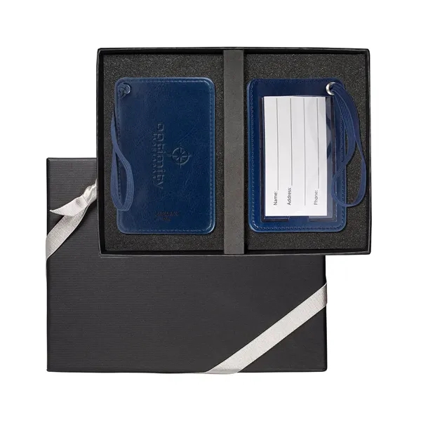 Gift box with two PU luggage tags with a clear PVC... from ASI 79530 Prime Line
