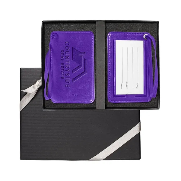 Gift box with two PU luggage tags with a clear PVC... from ASI 79530 Prime Line