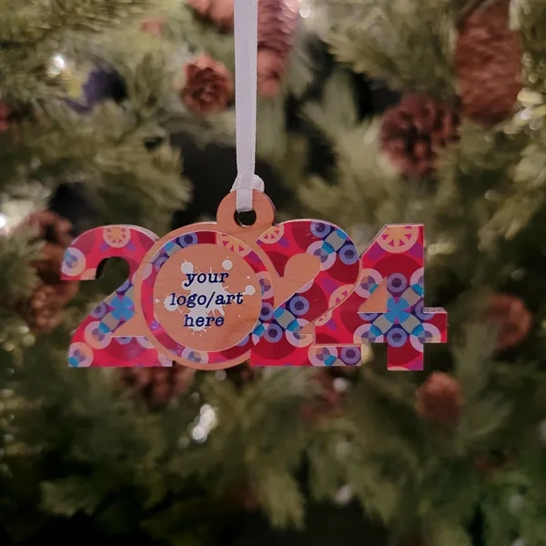 Custom Printed Hardwood Horizontal 2024 Ornament... from ASI 92531 Unique Custom Products / UCP