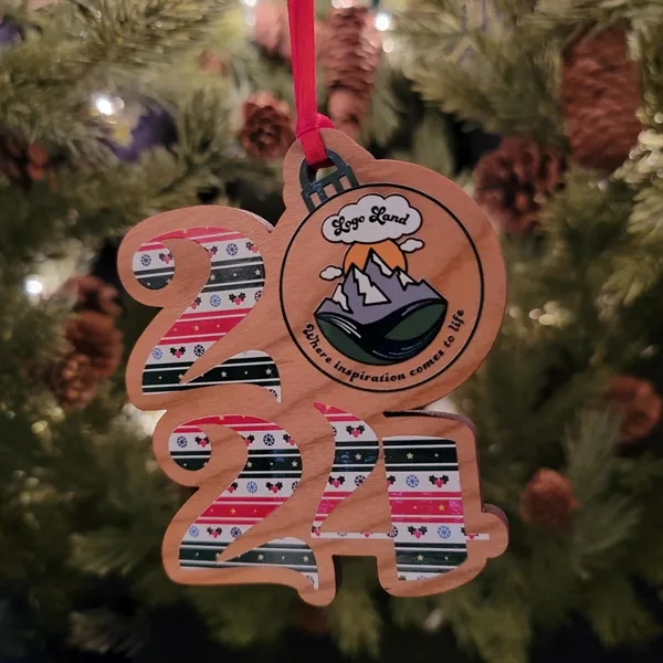 Custom Printed Hardwood Stacked 2024 Ornament... from ASI 92531 Unique Custom Products / UCP