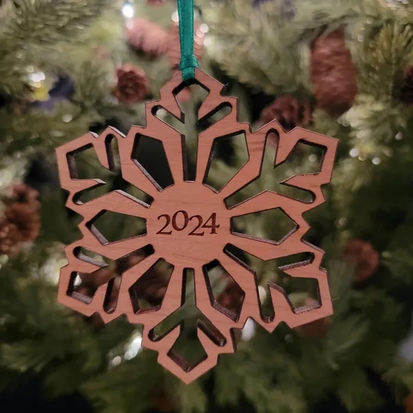 Custom Engraved Hardwood Classic Snowflake Ornament... from ASI 92531 Unique Custom Products / UCP