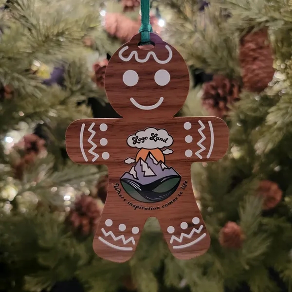 Custom Printed Hardwood Gingerbread Man Ornament... from ASI 92531 Unique Custom Products / UCP