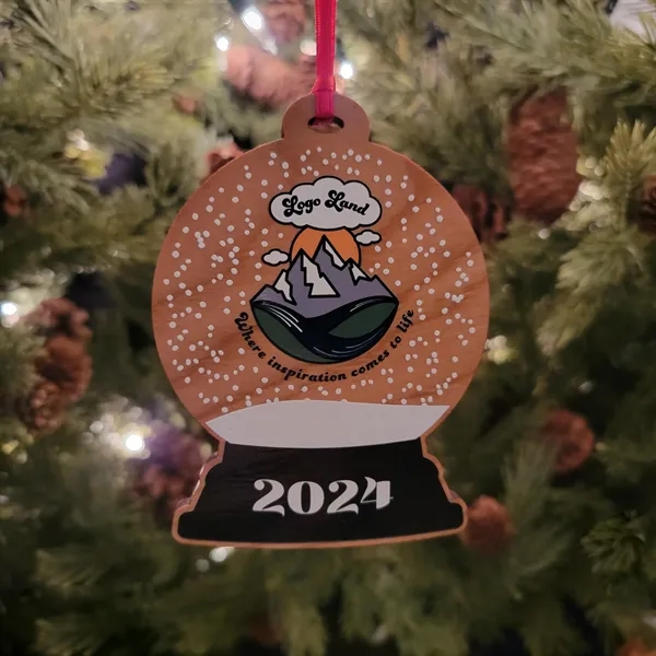 Custom Printed Hardwood Snowglobe Ornament... from ASI 92531 Unique Custom Products / UCP