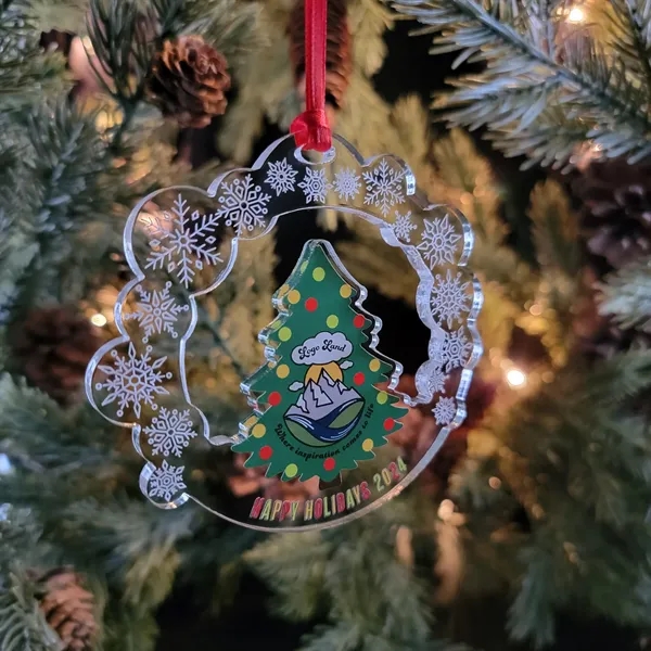 Custom Printed Acrylic Christmas Tree and Snowflakes Ornament... from ASI 92531 Unique Custom Products / UCP