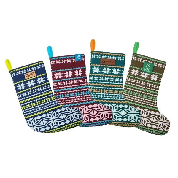 Pantone Matched Jacquard holiday stockings made of acrylic and spandex and... from ASI 45657 Pop! Promos