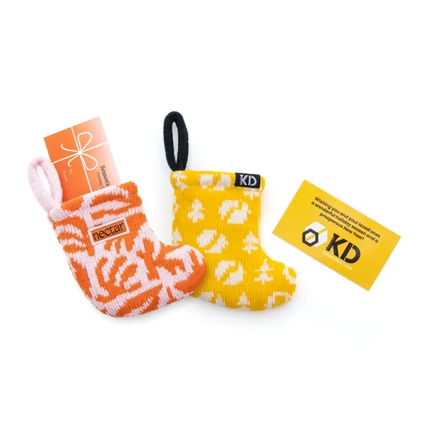 Pantone Matched Jacquard mini holiday stockings made of acrylic and spandex... from ASI 45657 Pop! Promos