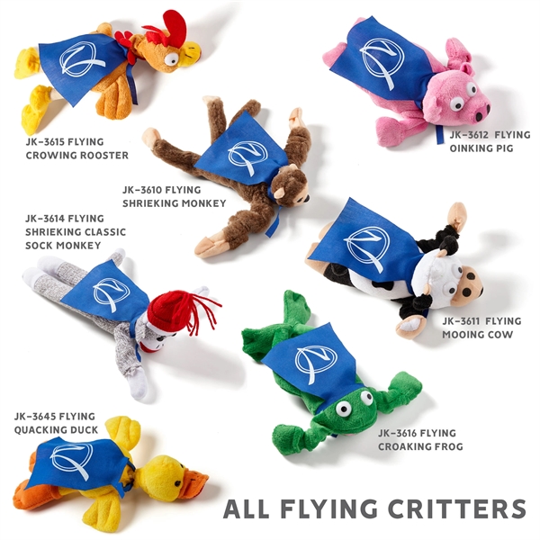 10" flying noise-making cow toy with sling shot action and cape.... from ASI 63549 Jornik Manufacturing Corp / Jornik