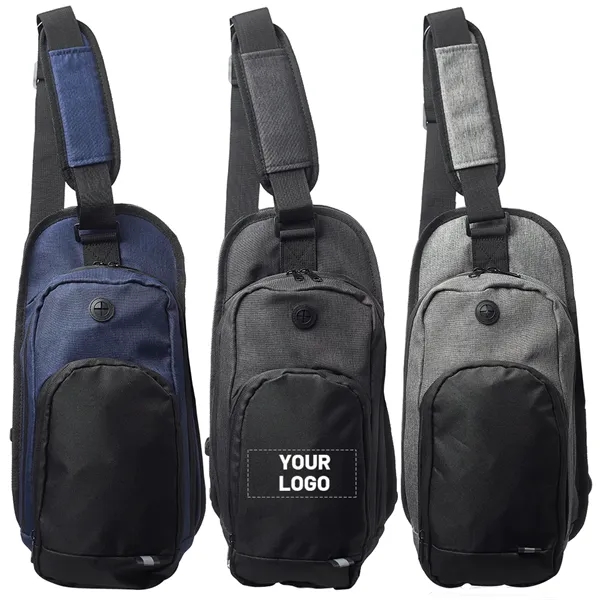 Two-tone crossbody shoulder backpack plus 1 color silkscreen imprint on 1... from ASI 37218 Athena Promo (tm)