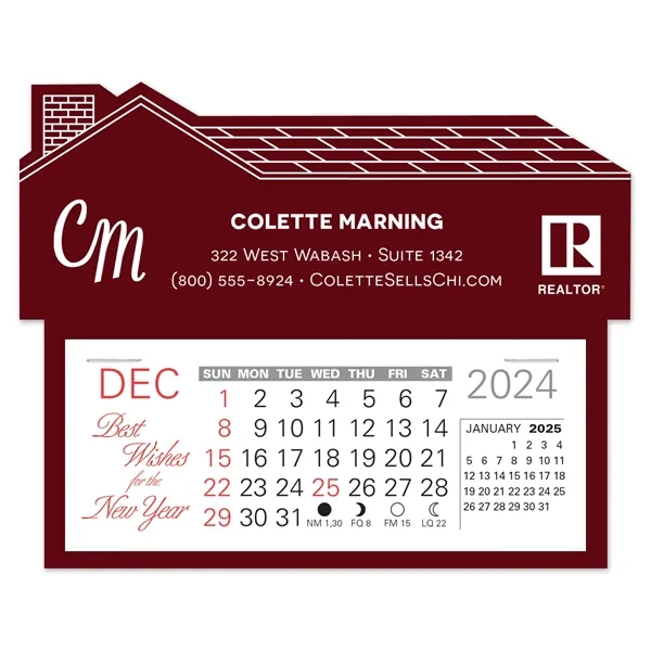 House shape self adhering vinyl calendar with 13 month pad,... from ASI 95280 Warwick Publishing Co / Warwick