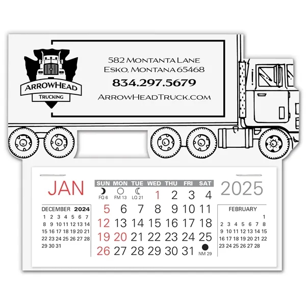Semi-Truck shape self adhering vinyl calendar with 13 month pad,... from ASI 95280 Warwick Publishing Co / Warwick