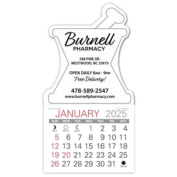 Mortar & Pestle shape self adhering vinyl calendar with 13 month... from ASI 95280 Warwick Publishing Co / Warwick