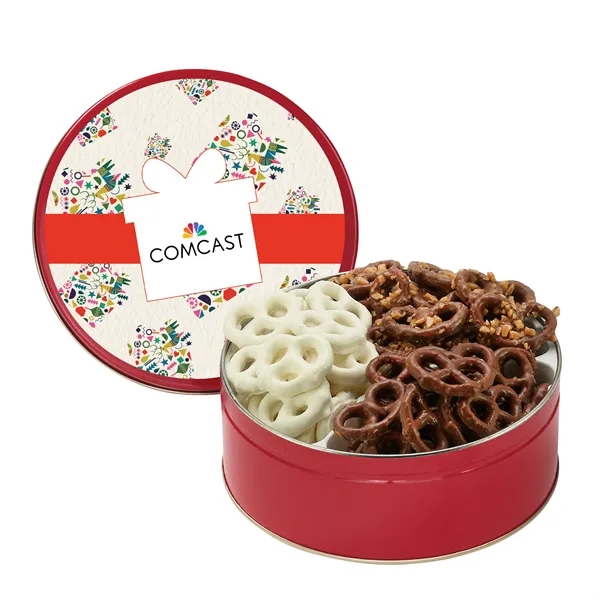 Medium size, 3-way tin with milk chocolate, sprinkle and yogurt covered... from ASI 71685 Midnite Snax®