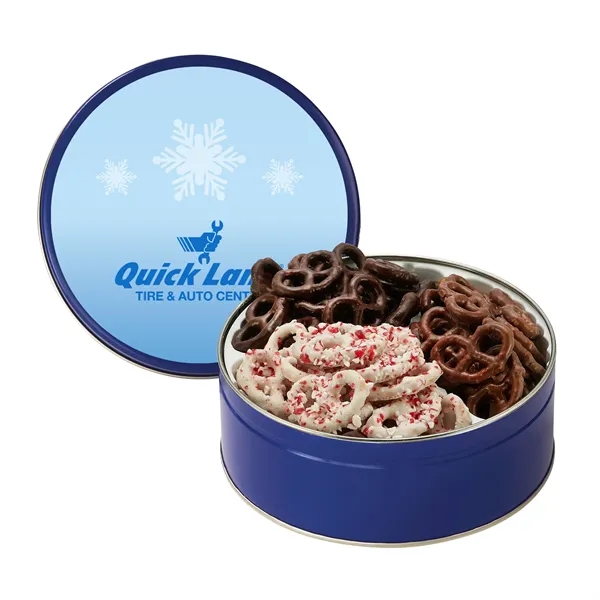 Medium size, 3-way tin with milk chocolate, sprinkle and yogurt covered... from ASI 71685 Midnite Snax®