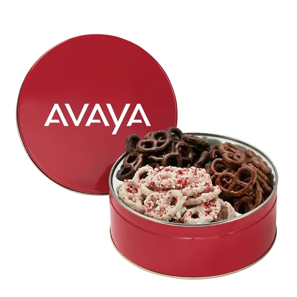 Medium size, 3-way tin with milk chocolate, sprinkle and yogurt covered... from ASI 71685 Midnite Snax®