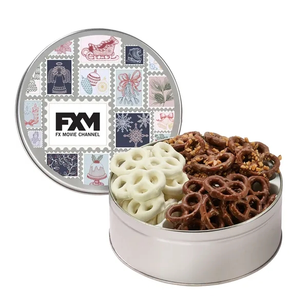 Medium size, 3-way tin with milk chocolate, sprinkle and yogurt covered... from ASI 71685 Midnite Snax®