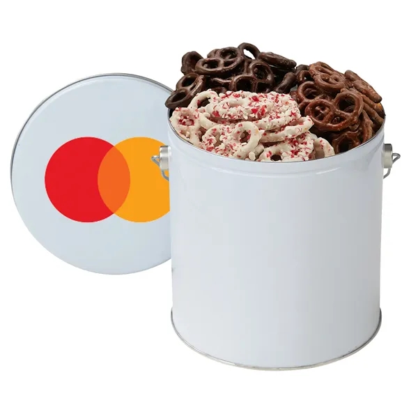 Gallon Tin filled with Dark Chocolate (11.6 oz), Milk Chocolate (11.8... from ASI 71685 Midnite Snax®