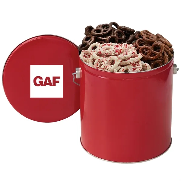 Gallon Tin filled with Dark Chocolate (11.6 oz), Milk Chocolate (11.8... from ASI 71685 Midnite Snax®