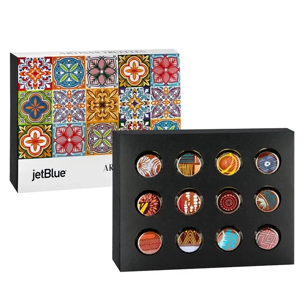 12 Piece Artistan Truffle Box with Dark Raspberry, Milk Hazelnut, Milk... from ASI 71685 Midnite Snax®