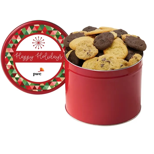 Half Gourmet Cookie Tin with 2" Assorted Gourmet Cookies (32)... from ASI 71685 Midnite Snax®