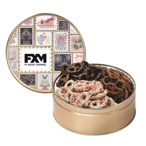 Medium size, 3-way tin with milk chocolate, sprinkle and yogurt covered... from ASI 71685 Midnite Snax®