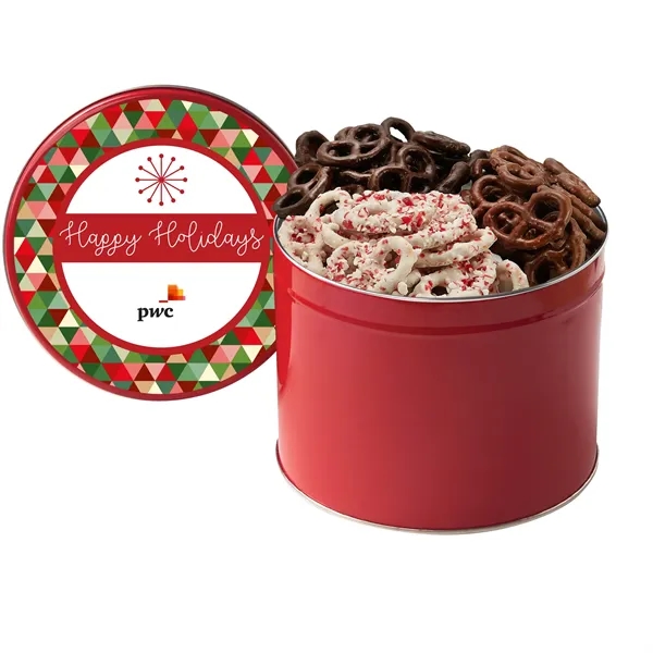 Half-gallon tin filled with milk chocolate, yogurt and sprinkle-covered mini pretzels... from ASI 71685 Midnite Snax®
