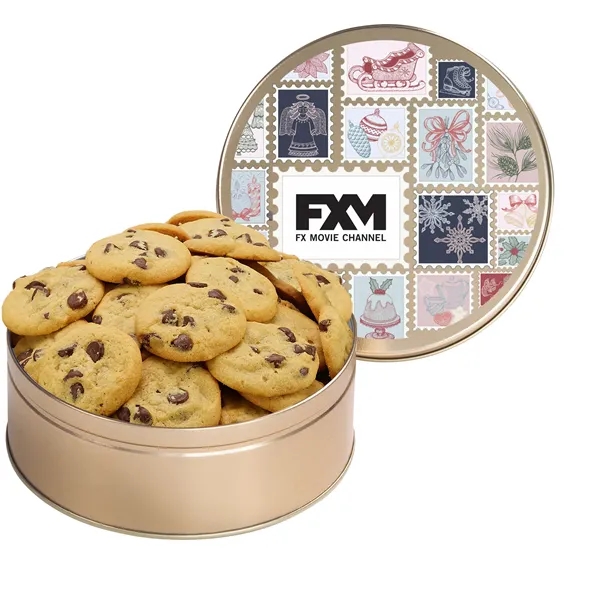 Large Gourmet Cookie Tin with 2" Gourmet Chocolate Chip Cookies (30)... from ASI 71685 Midnite Snax®