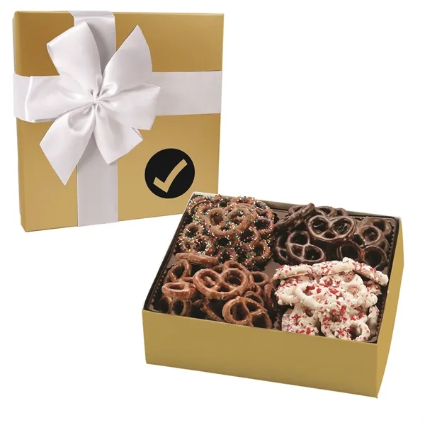 4 way gift box filled with Milk Chocolate, Dark Chocolate, Milk... from ASI 71685 Midnite Snax®