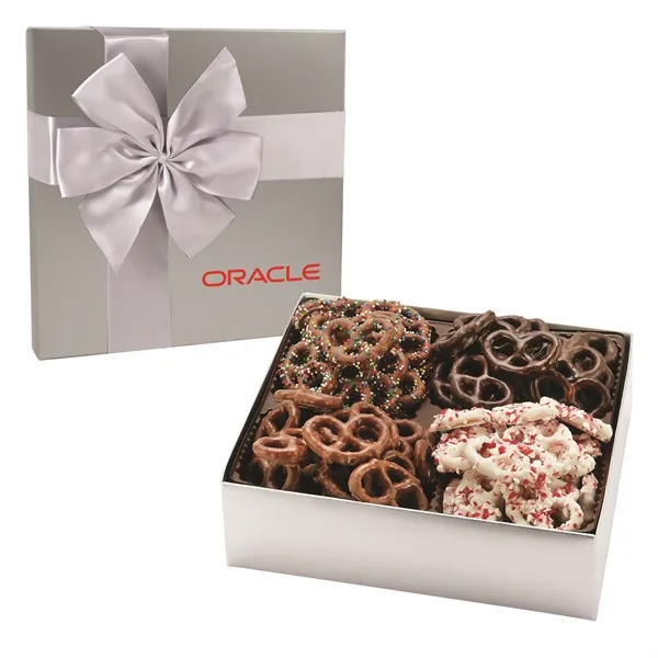 4 way gift box filled with Milk Chocolate, Dark Chocolate, Milk... from ASI 71685 Midnite Snax®