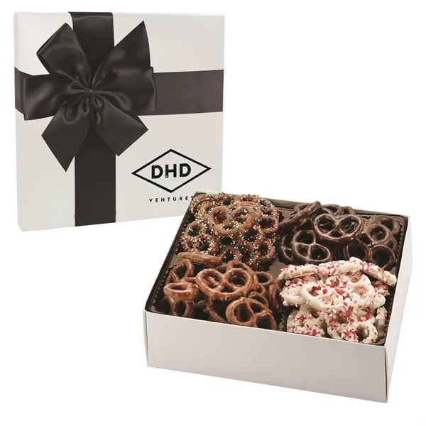 4 way gift box filled with Milk Chocolate, Dark Chocolate, Milk... from ASI 71685 Midnite Snax®