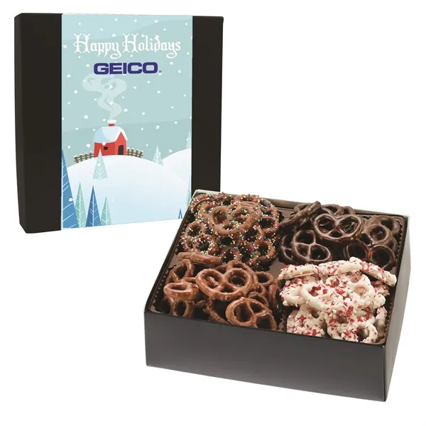 Box filled with Milk Chocolate, Dark Chocolate, Milk Chocolate Sprinkled,, White... from ASI 71685 Midnite Snax®