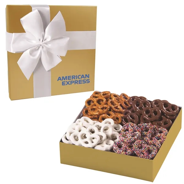 Gift box filled with an assortment of pretzels... from ASI 71685 Midnite Snax®