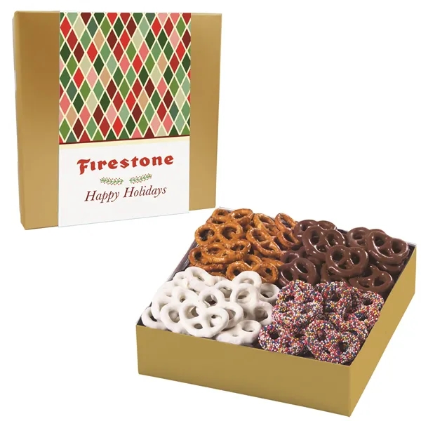 Gift box filled with an assortment of pretzels... from ASI 71685 Midnite Snax®