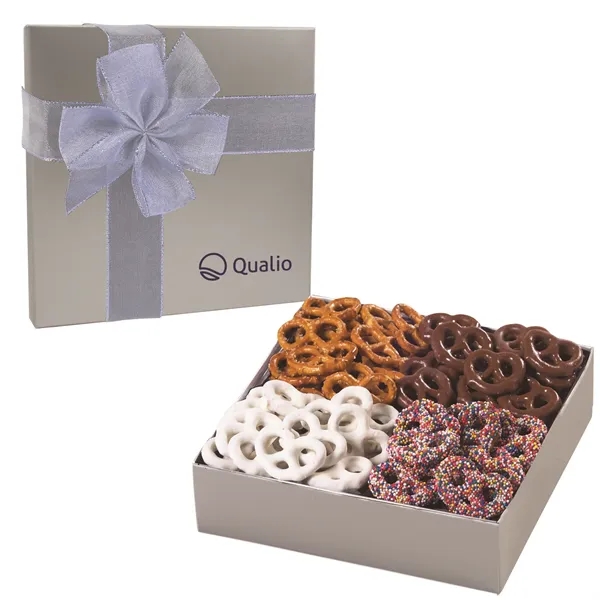 Gift box filled with an assortment of pretzels... from ASI 71685 Midnite Snax®